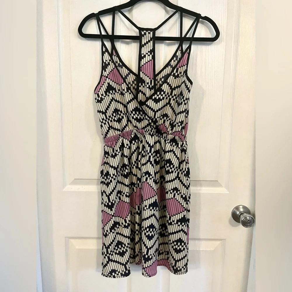 Lush Nordstrom Geometric print mini dress pink, white, navy Small EUC - Picture 5 of 14